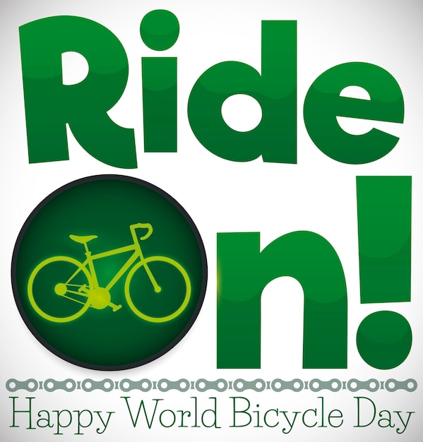 Светящийся свет с велосипедом, рекламирующий поездку во Всемирный день велосипеда