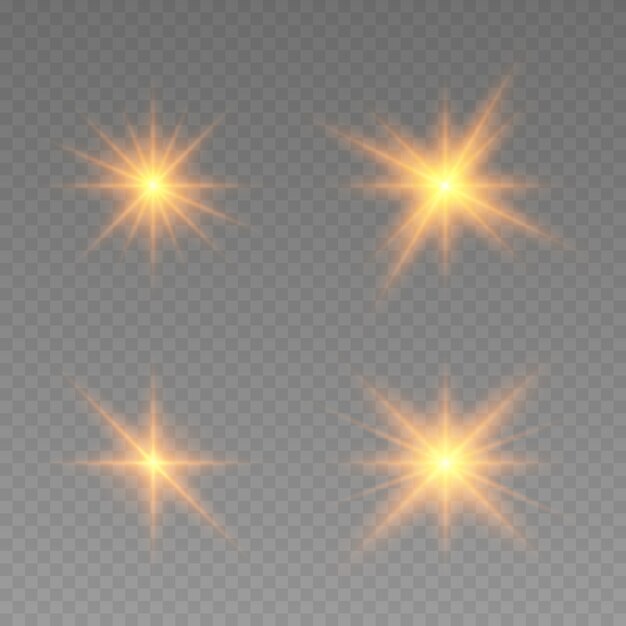 Effetto luci incandescenti. la stella è scoppiata di scintillii. disegno astratto dell'elemento di effetto speciale. raggio luminoso con lampo, tondo scintillante