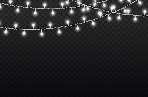 Glowing lights, garland string lightbulbs. garland decorations.