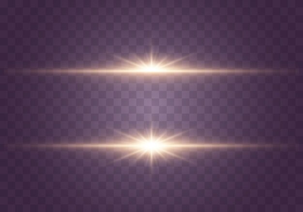 Glowing lights and stars isolated on transparent background. Set of light explodes. Bright star sparkles.