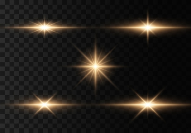 Glowing lights and stars. isolated on  transparent background. set of light explodes. sparkling magical dust particles.