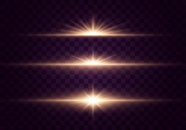 Glowing lights and stars Isolated on transparent background