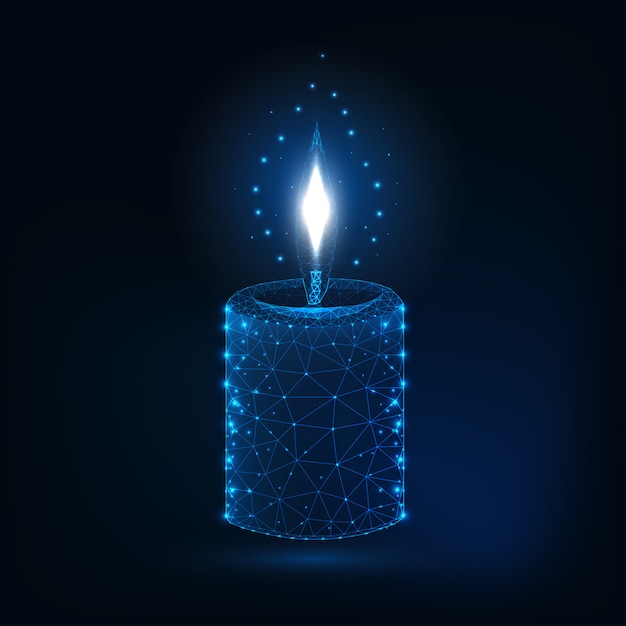 Vector glowing low polygonal  candle stick.