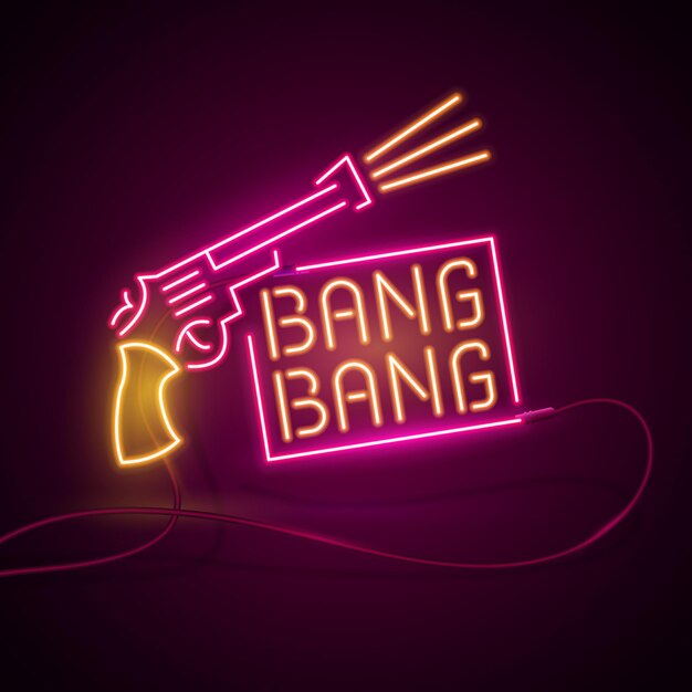 Premium Vector | Glowing neon effect sign pair of crossed gun revolver ...