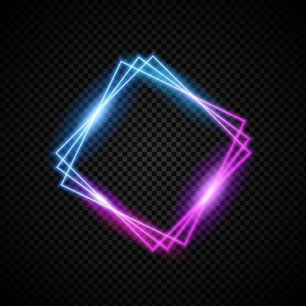 Vector glowing neon frame with light effect on transparent background. neon design element