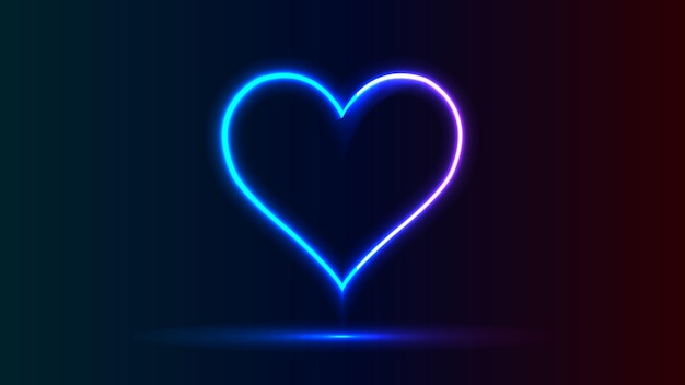 Vector glowing neon heart icon isolated on blue background romantic symbol love passion passion and wedd