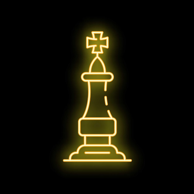 glowing neon line chess king icon isolated on black background chess game figure symbol