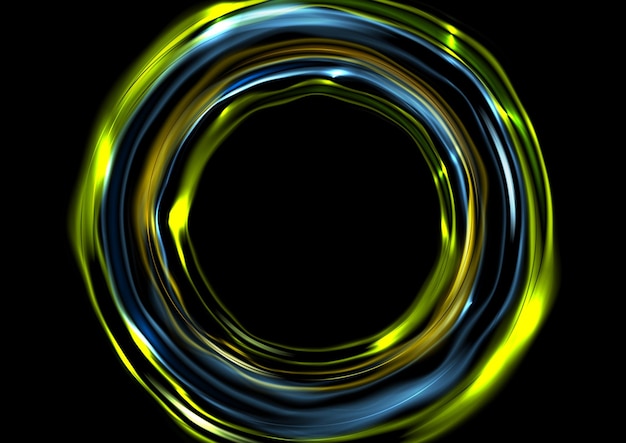 Вектор Светящиеся неоновые светящиеся круги на черном фоне