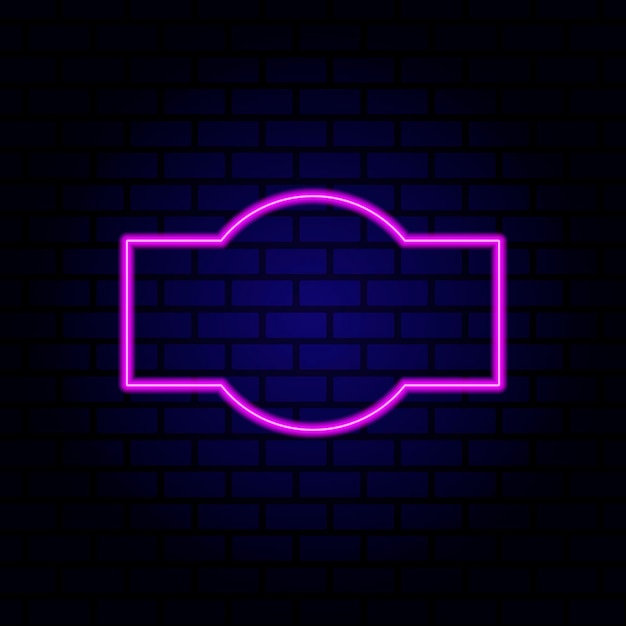 Glowing neon pink tube on dark background. signboard or banner template