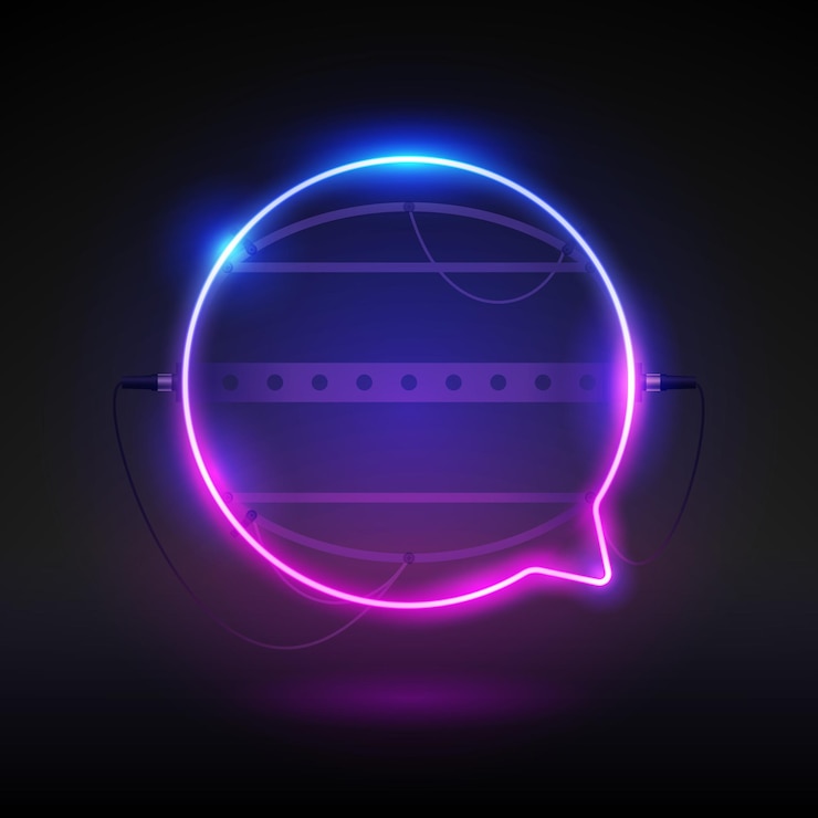 Vector glowing neon round speech bubble