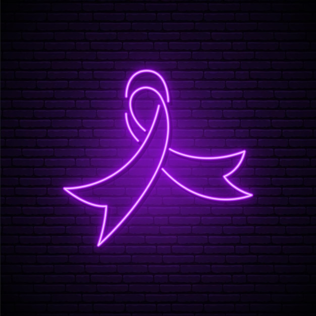 Glowing neon sign of world cancer day