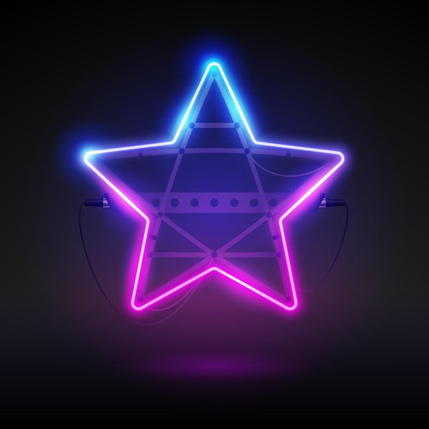 Vector glowing neon star frame