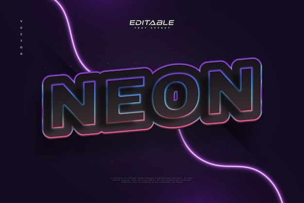 Glowing neon text effect in black and colorful style