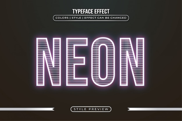 Glowing neon text effect with line texture