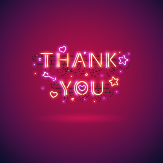 Vector glowing neon thank you sign