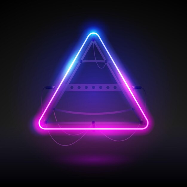 Vector glowing neon triangular frame