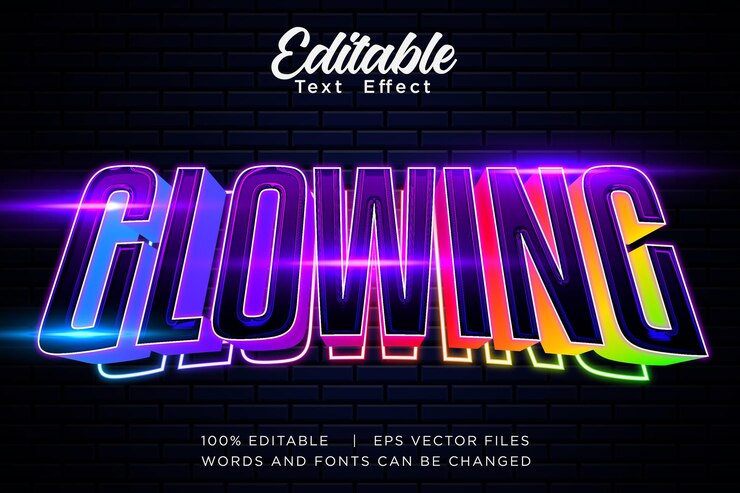 glowing neon typography text effect