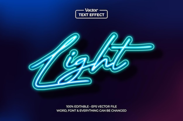 Vettore notte luminosa mostra la luce al neon effetto di testo in stile grafico modificabile