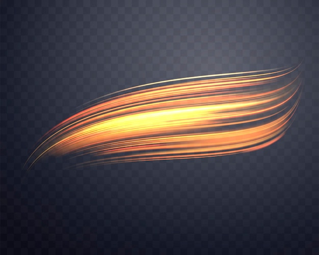 Vector glowing orange lines neon realistic energy speed abstract light effect