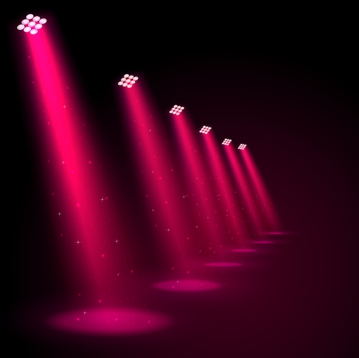 Vector glowing pink spotlights