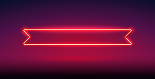 Vector glowing red neon ribbon banner