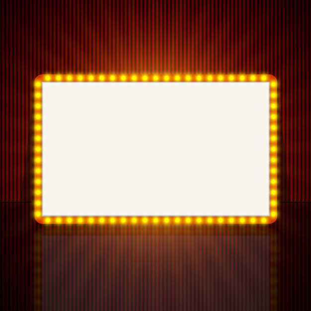 Glowing retro light banner for text