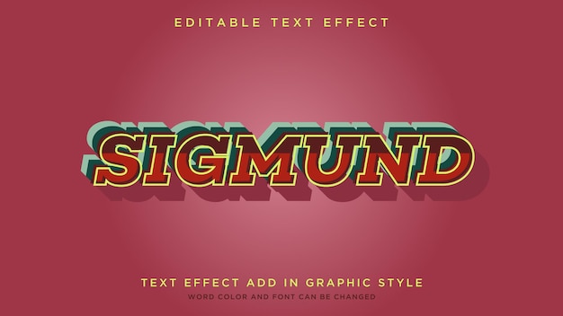 Glowing retro typography and editable text style effect Sigmund text style theme