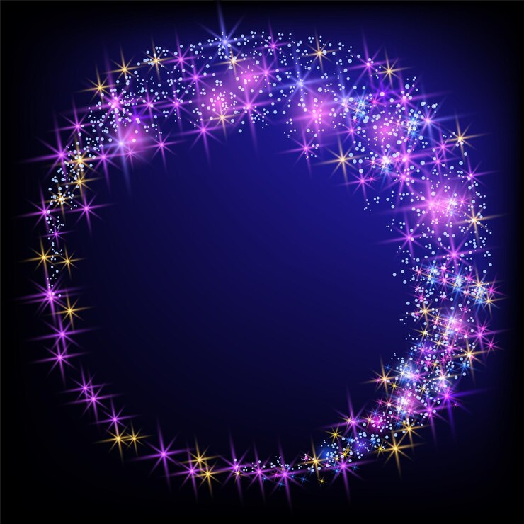 Vector glowing round frame fantasy salute and shining firework with sparkle dust stars