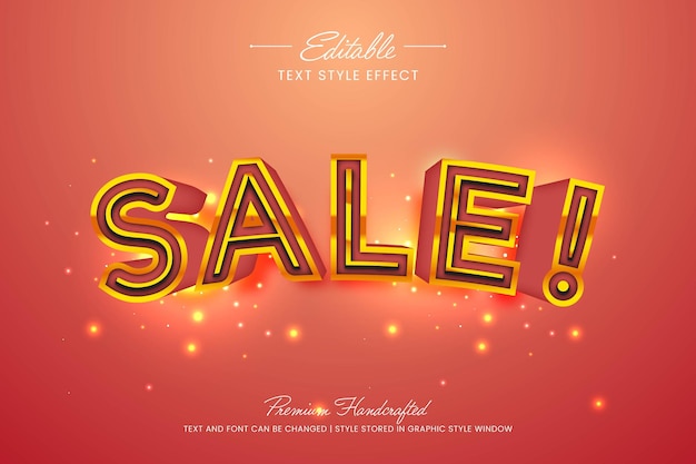 Glowing sale sign vector graphic style editable vector 3d text effect