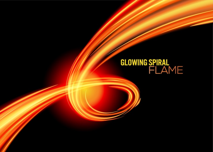 Vector glowing spiral flame in vector