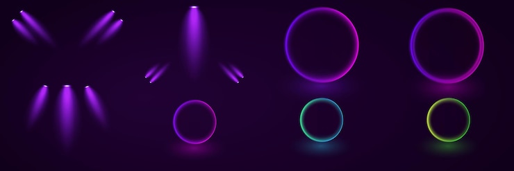 Vector glowing spotlight light magical flash effect