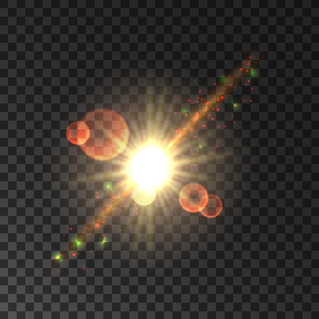 Glowing star light flash Vector shining sun