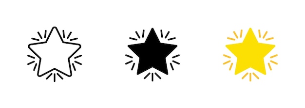 A glowing star symbol often used to represent a shining or brilliant idea a guiding light or a sense of hope or inspiration Vector set of icons in line black and colorful styles isolated