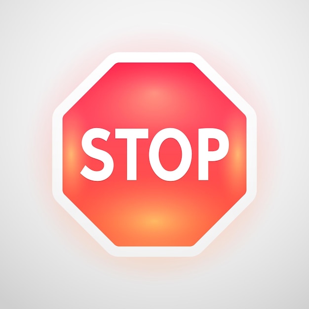 Glowing Stop Danger Sign Icon