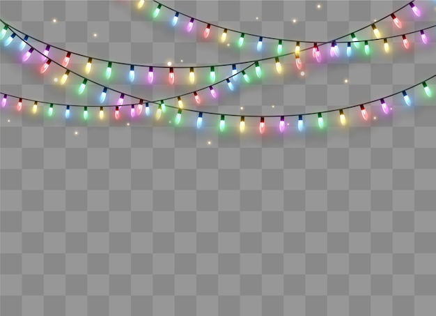 Glowing string garland, lightbulbs.