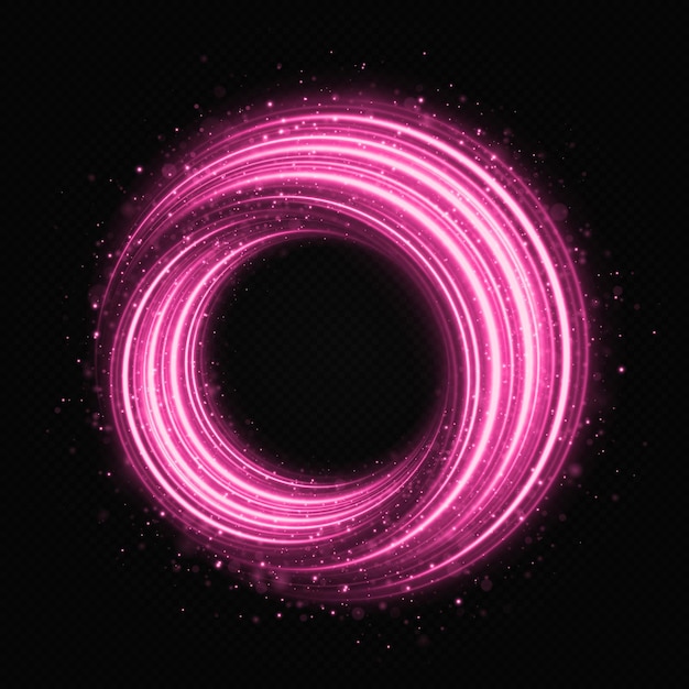 Glowing swirl ring with particles of sparks