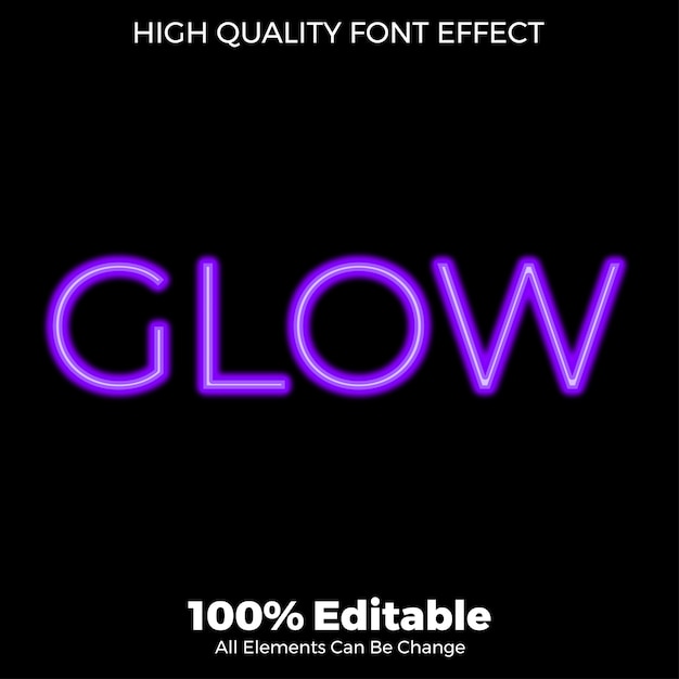 Glowing thin purple text style editable font effect