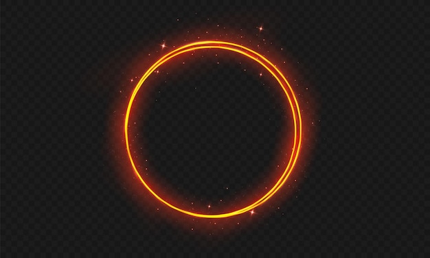 Vector glowing trail effect on transparent background. modern magical magic circle with runes.