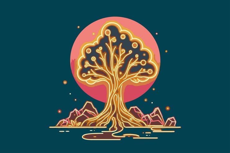 Vector glowing tree