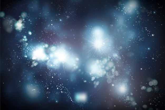 Vector glowing universe background with stars and particles