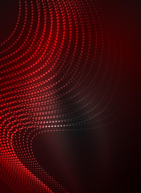 어두운 색상 배경의 입자로 생성된 빛나는 파도 벡터 디지털 테크노 그림