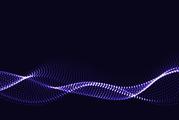 glowing wave of particles on a dark blue background abstract technology or science banner cyber space background eps10 vector illustration