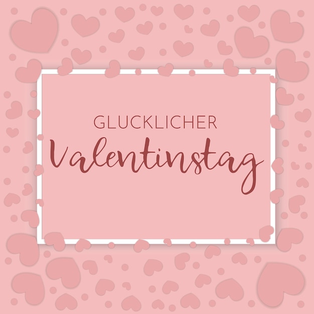 Glucklicher Valentinstag Duitse tekstvertaling Happy Valentine's Day Happy Valentine's day wenskaart met roze hartjes Vector illustratie