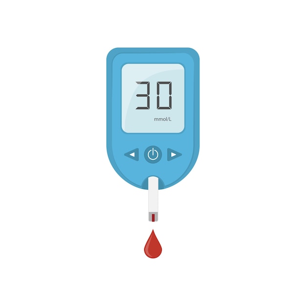 Glucometer and drop of blood Diabetes concept