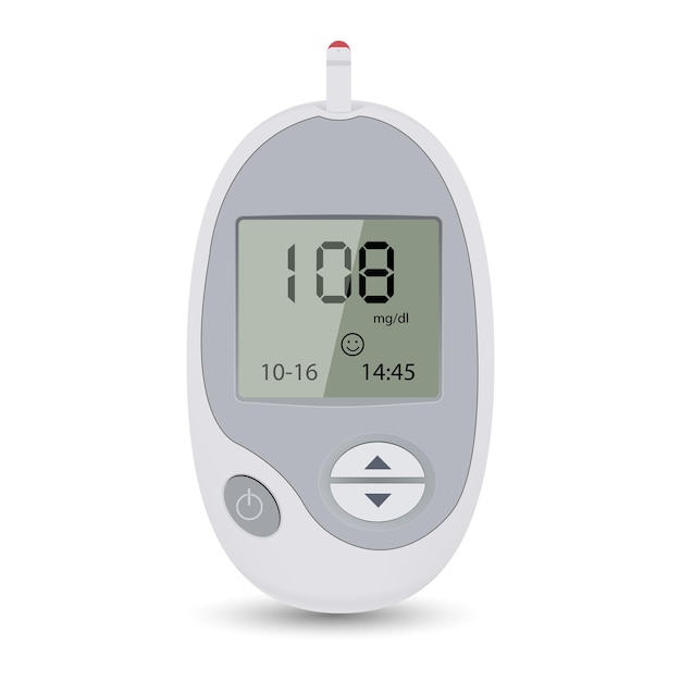 벡터 glucometer 흰색 배경에 고립입니다. 혈당 검사 장치