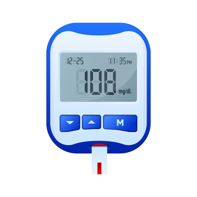 Vector glucometer medical equipment for diabetes diagnosis blood glucose meter level test diabetes testing