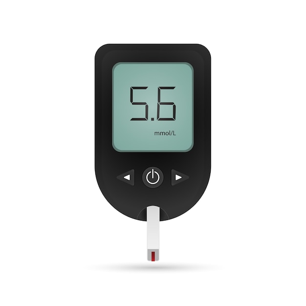 Vector glucometer realistic illustration blood glucose measurement concept