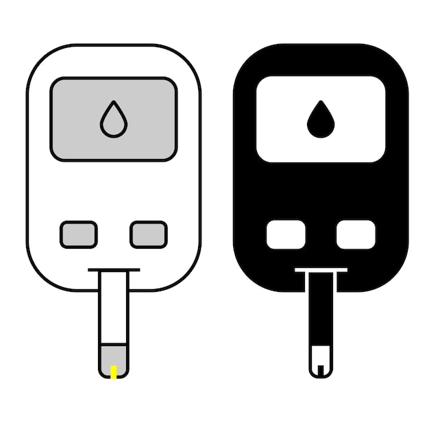 Glucose meter for diabetes Blood glucose meter testing strip Outline vector illustration for web a