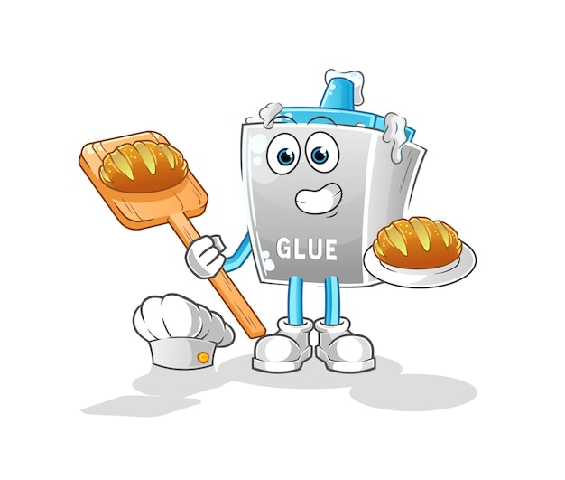 Glue baker with bread. cartoon mascot vector