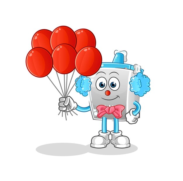 Glue clown with balloons vector. cartoon character